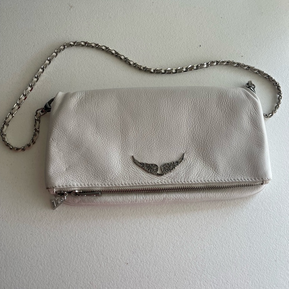 Zadig & Voltaire White Clutch with Silver Chain